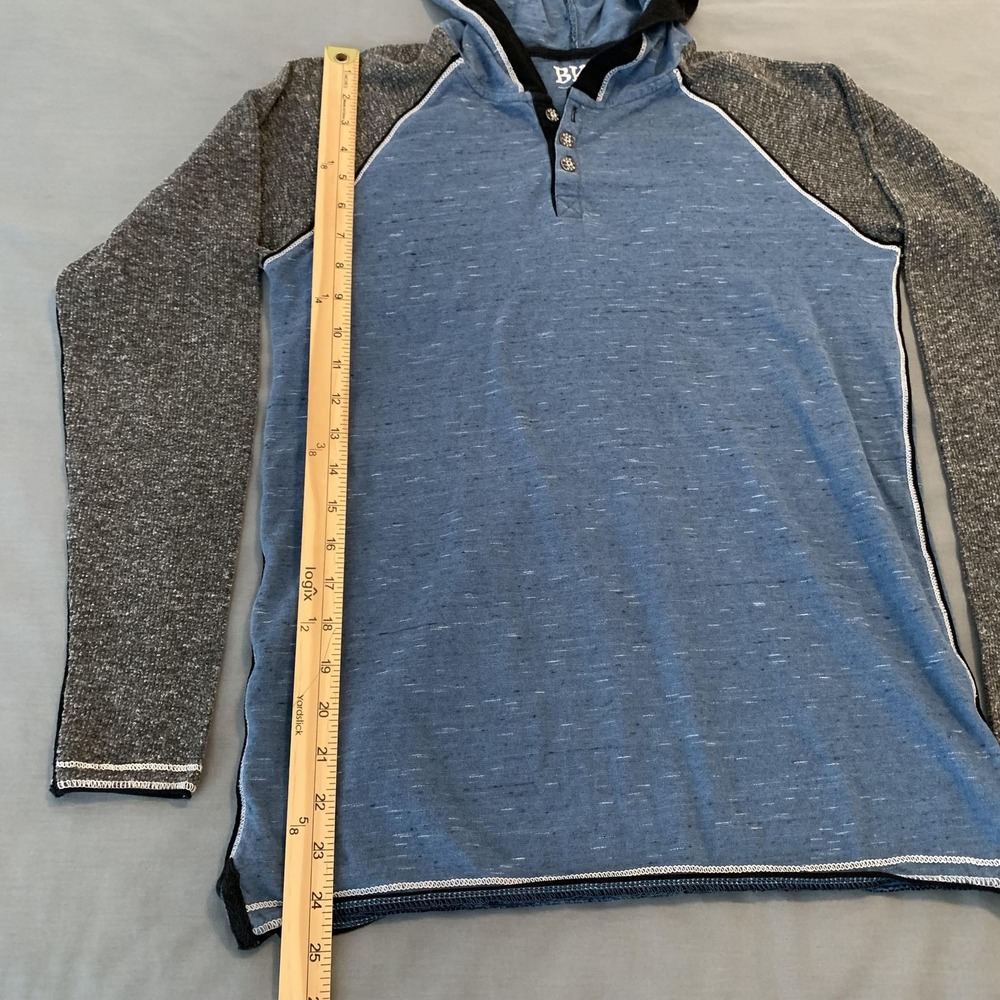 BKE Hoodie Mens Small‎ Blue Gray Lightweight Henley Hooded Long Sleeve Pullover - Picture 4 of 6